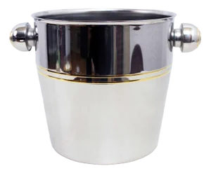 Ice Bucket in Stainless Steel and Leather from Mepra, 1980s