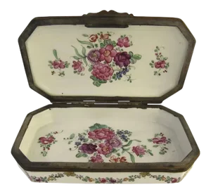 Late 19th Century French Porcelain Pink Floral Box by Sampson