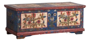 Antique Folk Art Style Blue Chest, 1920s