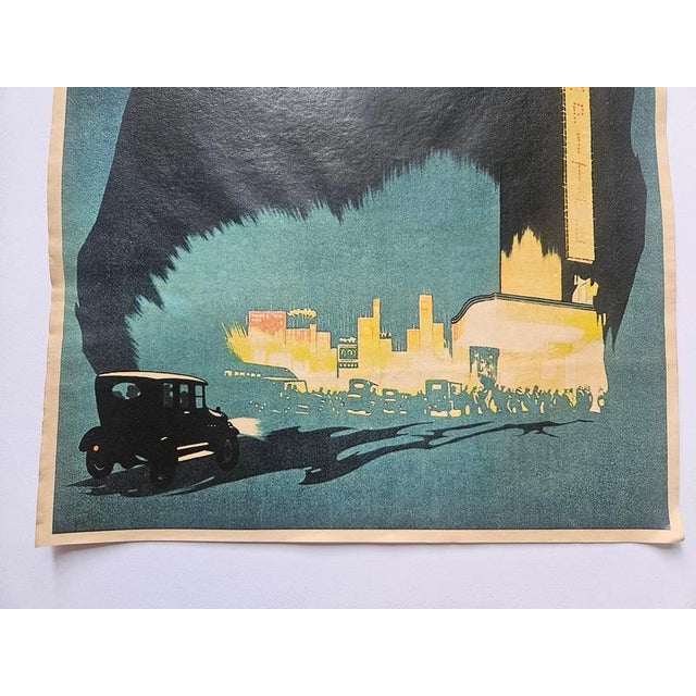 1930s Vintage Art Deco Ford Automobile Advertising Poster, 1930 For Sale - Image 5 of 8