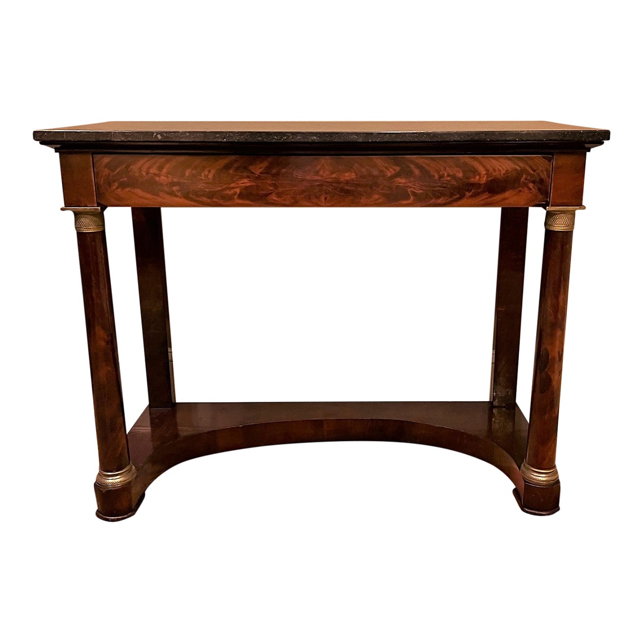 Empire Mahogany Marble Top 1Drawer Console Table, France, Circa1820