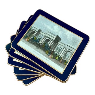Vintage English Lady Clare Coasters From Harrod’s London Set of 6 With Original Box For Sale
