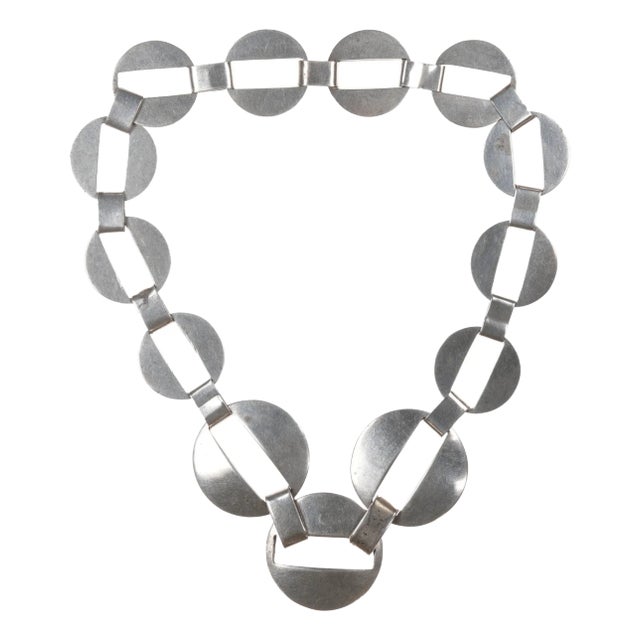 18" Vintage Mid Century Modernist Mexican sterling spherical necklace For Sale