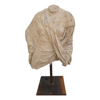 Decorative Greek Style Bust Sculpture, Late 20th Century, Reconstituted Stone on Iron Base For Sale