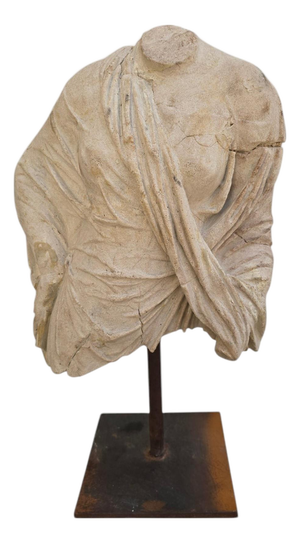 Decorative Greek Style Bust Sculpture, Late 20th Century, Reconstituted Stone on Iron Base