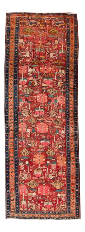 Vintage Persian Hamadan Wool Runner,