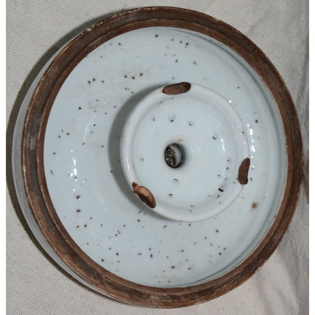 Chinese Early 1900s Blue and White Asian Pierced Ceramic Incense Burner For Sale - Image 3 of 13