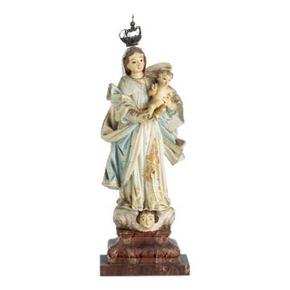 19th Century Our Lady with Child Jesus Sculpture For Sale