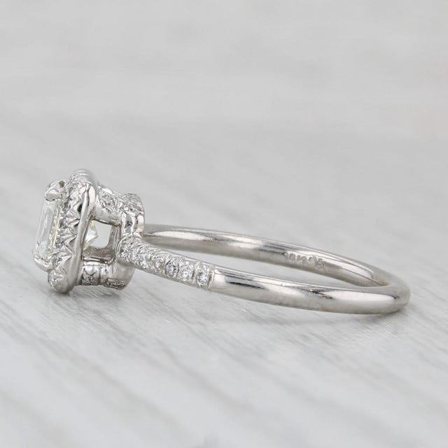 2010s 1.08ctw Diamond Halo Engagement Ring 14k White Gold Size 7 Gia For Sale - Image 5 of 8