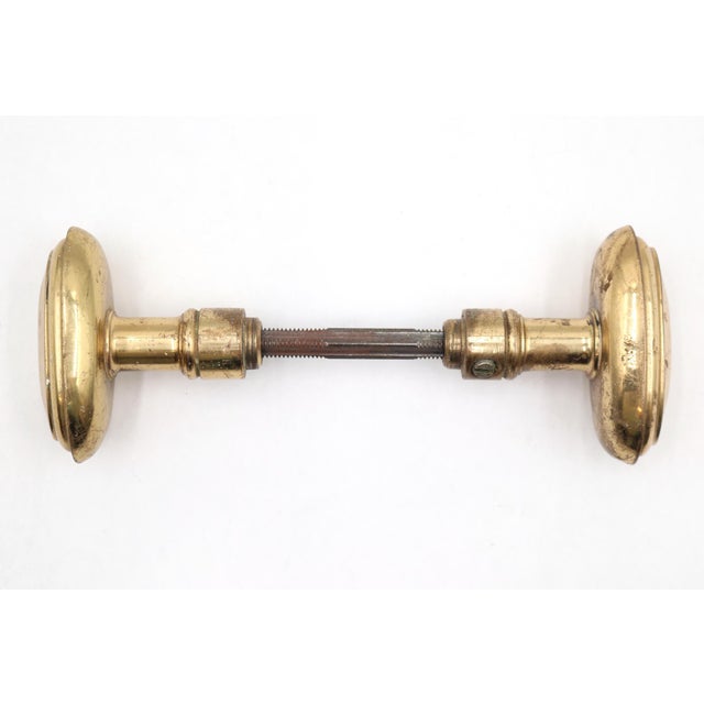 Traditional Pair of Reclaimed Cast Brass Oval Entry Door Knobs For Sale - Image 3 of 6