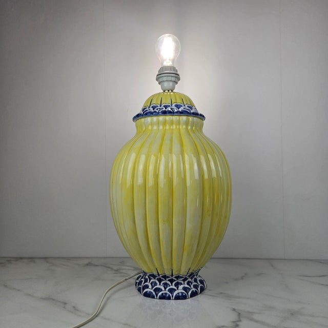 Mid-Century Modern Large French Riviera Porcelain Lamp Base, 1980s For Sale - Image 3 of 10