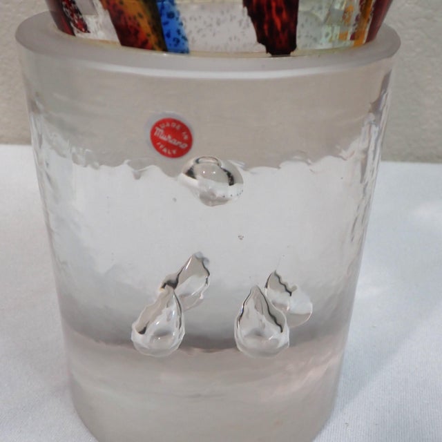 This stunning vintage Murano glass sculpture stands approximately 24 inches tall and features a brilliant display of...