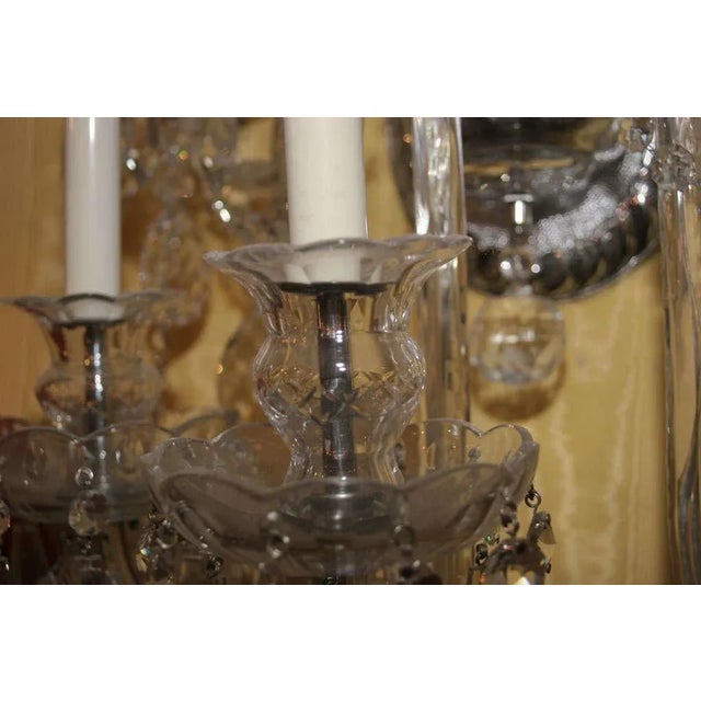 Glass English Cut Glass Tier Style 6-Arm Sconces - A Pair For Sale - Image 7 of 8