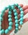 Lovely turquoise necklace with gold tone, hook, clasp designed by Matthew Izzo Bead size 12mm