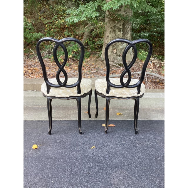 Hollywood Regency Pair of Hollywood Regency Style Side Chairs - Newly Upholsered in Pollack, 1970s For Sale - Image 3 of 10