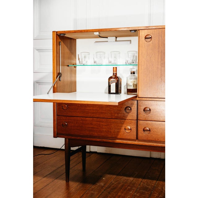 Scandinavian Teak Bar Cabinet with Integrated Secretary Desk, 1960s For Sale - Image 4 of 9