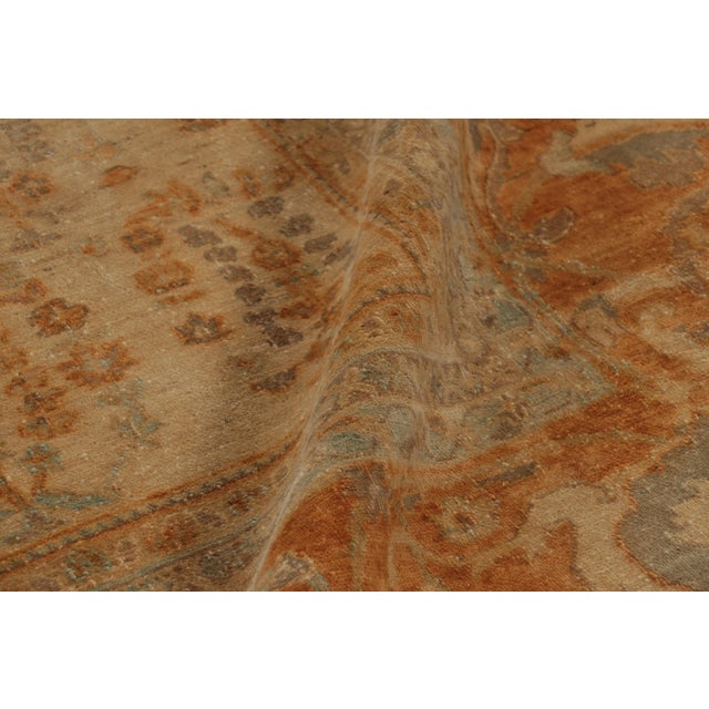 Textile Rug & Kilim’s Agra Style Rug in Beige and Amber With Floral Patterns For Sale - Image 7 of 9