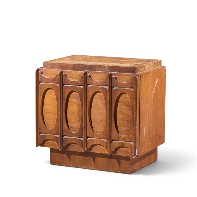 Mid-Century Modern Tobago Brutalist Mid Century Walnut Nightstand For Sale - Image 3 of 7