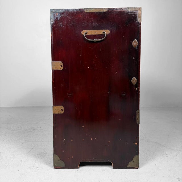 Japanese Antique Tansu Chest of Drawers with Brass Hardware, 1900s For Sale - Image 11 of 16