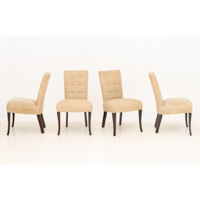 Early 21st Century Set of Eight John Boone Tufted Beige Fabric Upholstered Dining Chairs For Sale - Image 5 of 17