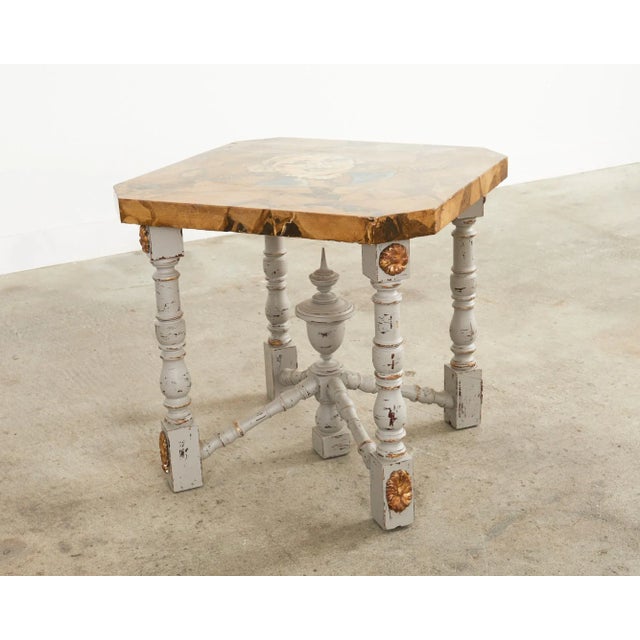 Louis XIV Style Center Table Painted by Artist Ira Yeager For Sale In Sacramento - Image 6 of 13