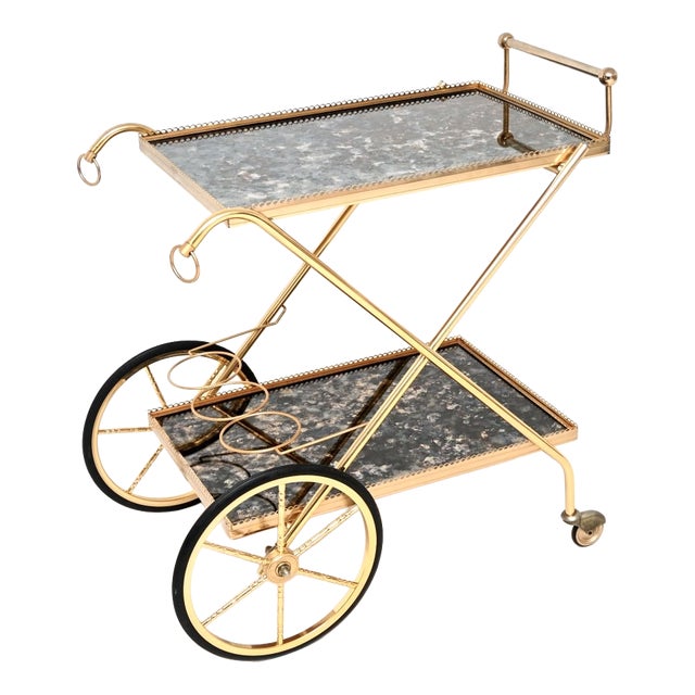 Vintage Italian Brass Drinks Trolley, 1970s For Sale