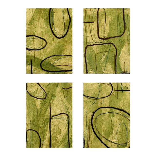Moss Studies I-Iv by Murray Duncan, Mix Media on Paper, Set of 4. For Sale