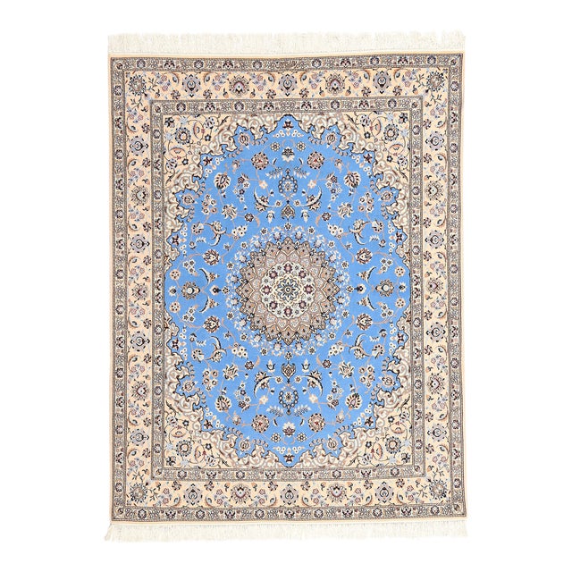 Signed Habibian Persian Nain 6La Kork-Silk Rug - 05'01 X 06'08 For Sale