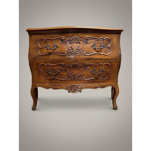 Wood Mid-Century Italian Walnut Bombe Chest of Drawers For Sale - Image 7 of 7