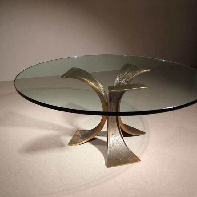 Metal Brutalist Bronze and Glass Coffee Table, Germany, 1970s For Sale - Image 7 of 14
