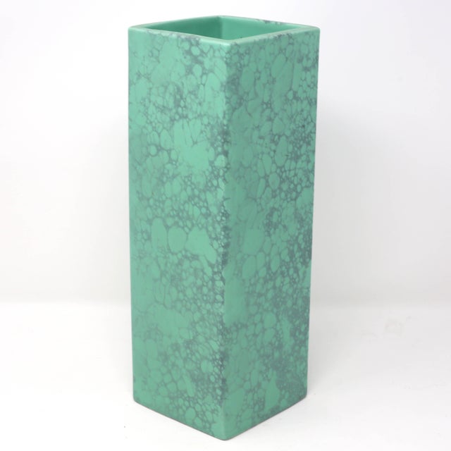 1990s Vintage 12-Inch Verdigris Finish Ceramic Vase For Sale - Image 5 of 7