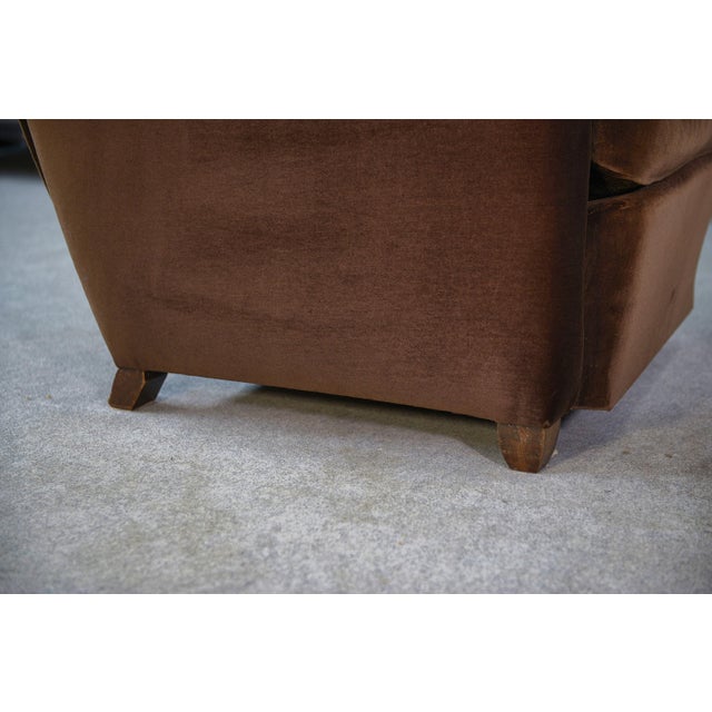 Art Deco Velvet Club Chairs in the style of Jules Leleu, 1930s, Set of 2 For Sale - Image 16 of 17