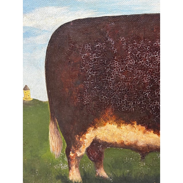 English Hereford Bull Oil Painting in the Manner of William Henry Davis – Framed British Pastoral Cattle Portrait For Sale - Image 13 of 18