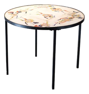 Circular Coffee Table with Warrior Decor by Roger Capron, 1960s