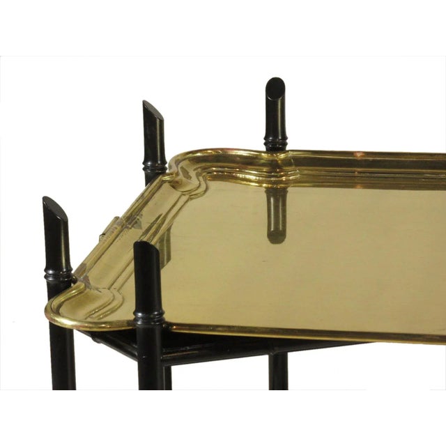 Yale Burge 1960s Regency Style Brass Tea Table For Sale - Image 4 of 11