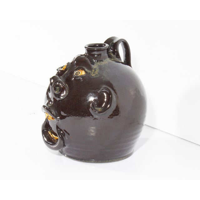 American Roger Corn 2000 Georgia Folk Art Face Jug For Sale - Image 3 of 10