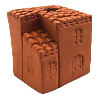 Terra Cotta House Pottery Candle Holder - Tiny Taper For Sale