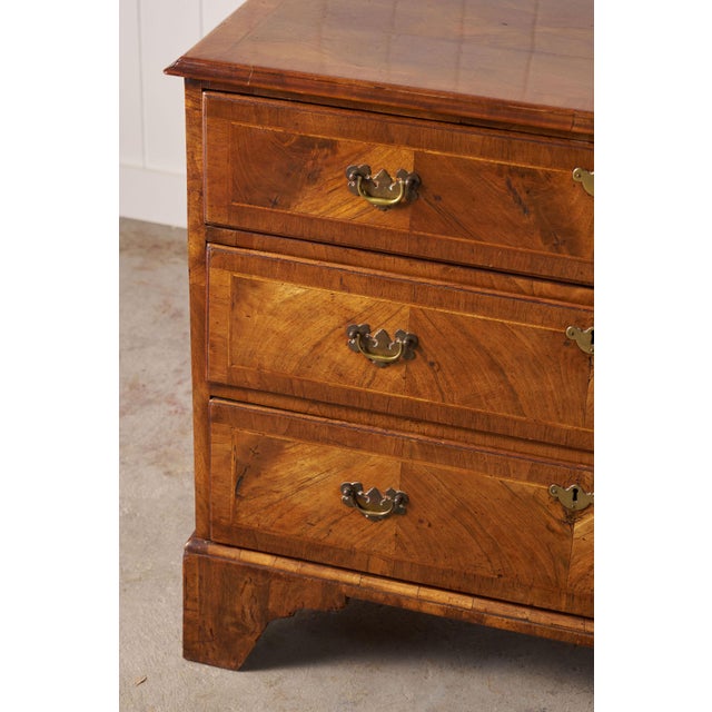 Brown 19th Century Walnut Crossbanded 3-Drawer Chestv For Sale - Image 8 of 12