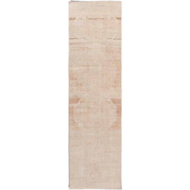 1960s Vintage Turkish Handmade Tan Tribal Wool Runner For Sale - Image 9 of 9