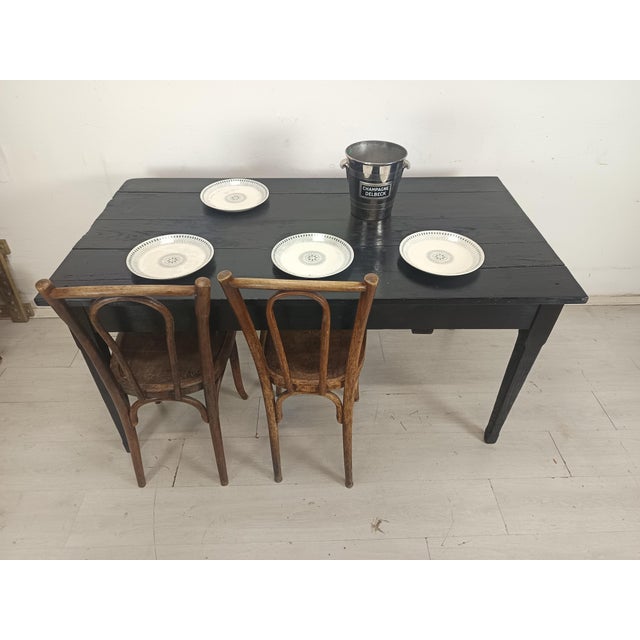 Farmhouse Table in Blackened Wood For Sale - Image 5 of 18