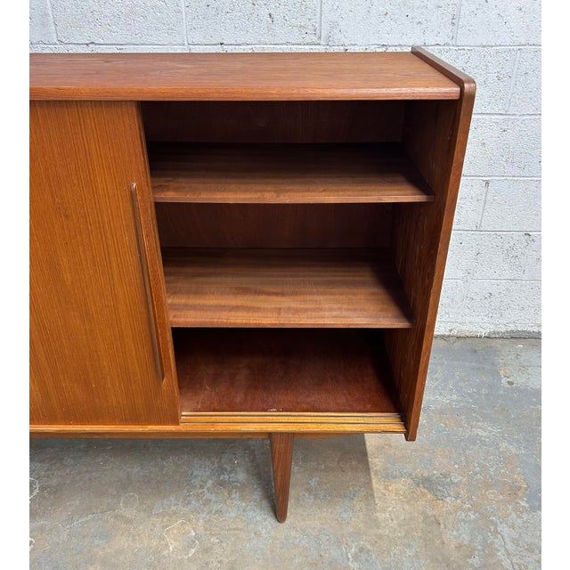 Danish Teak Mid Century Modern Credenza High Sideboard Built in Bar 1960s For Sale - Image 10 of 11