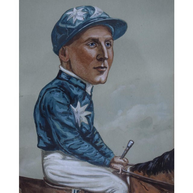 Traditional Percy Woodland (1884-1958) Jockey Pastel Watercolour Caricature Portrait by Nap For Sale - Image 3 of 7