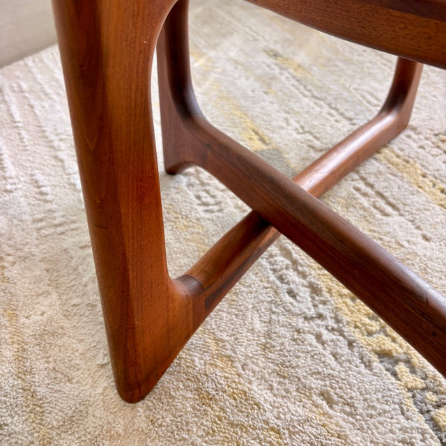 Mid-Century Modern 1960s Adrian Pearsall Attributed Sculptural Walnut Coffee Table With Freeform Amoeba Glass Top For Sale - Image 3 of 9