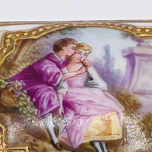 Metal French Rococo Revival Porcelain and Gilt Bronze Mounted Box in the style of Sèvres, Mid-to-Late 19th Century For Sale - Image 7 of 12