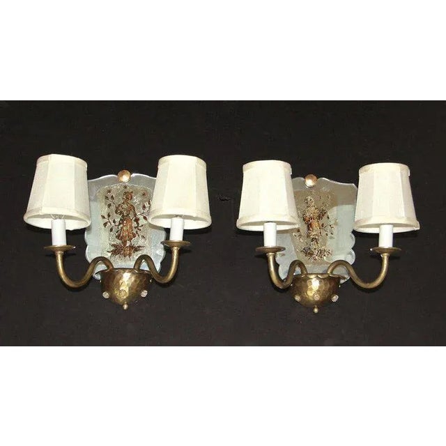 1940s Italian Mirrored Wall Light Sconces - a Pair For Sale - Image 12 of 13