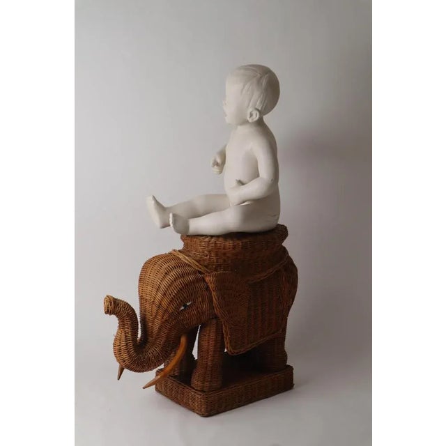 Mid-Century Modern Peddle Cane Rattan Elephants Side Table, France, 1960s For Sale - Image 3 of 11