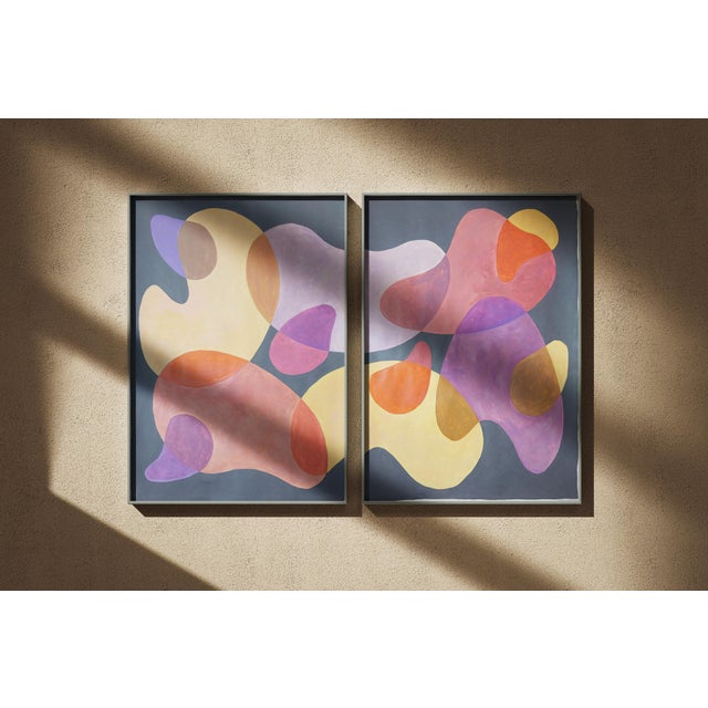 Paper 2026, Mid Century Modern Shapes, Organic Shapes Diptych, Golden Hour Mobile, Acrylic Paint on Watercolor Paper by Ryan Rivadeneyra For Sale - Image 7 of 10