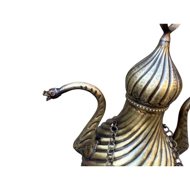 Gothic Heavy Gauge Fluted Brass Pitcher For Sale - Image 3 of 16