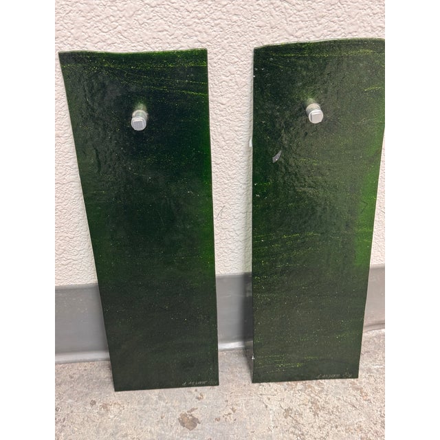 2000 - 2009 Abstract Winter Landscape Glass Wall Art Panels, Set of Two For Sale - Image 5 of 12
