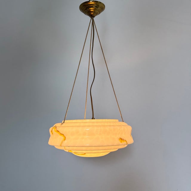 Art Deco Glass Hanging Lamp, 1950s For Sale - Image 15 of 18